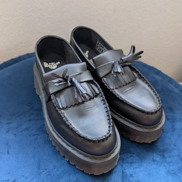 Dr. Martens Vegan Adrian Felix Platform Tassel Loafers - Black - Picture 5 of 9